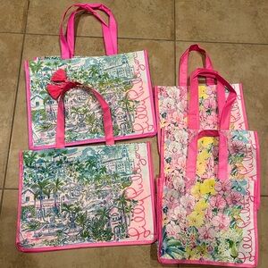 Lilly Pulitzer reusable shopper tote bag lot- pink green floral